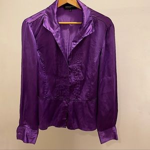 Satin purple long sleeves blouse